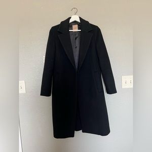 Korean brand CC COLLECT simple black coat (wool 70% Cashmere 10%)